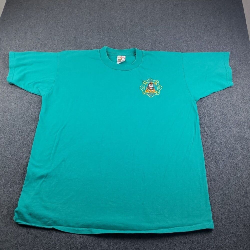 Vintage Looney Tunes Taz TShirt Mens XL Green 90s Tasmanian Devil Embroidered